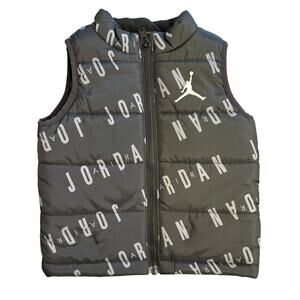 Jordan Puffer Vest Toddler Boy Size 2T Black Grey Full Zipper